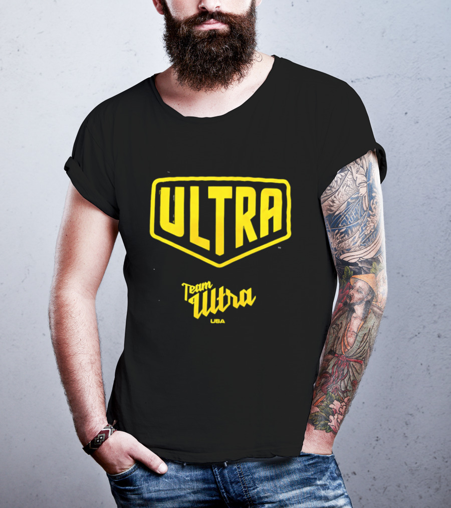Team Ultra USA Yellow Black Shield Crest Ultra USA T-Shirt