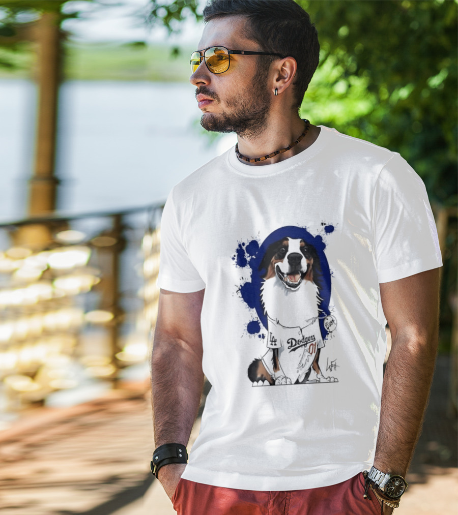 Los Angeles Dodgers MLB Kygo Cartoon Australian Shepherd Dog Paint Splatter T-Shirt
