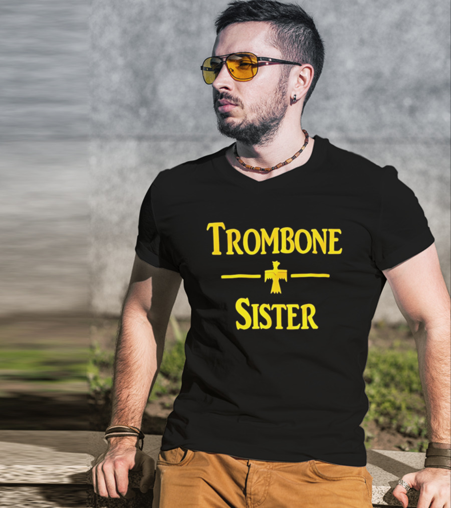 Trombone Sister Yellow Thunderbird Between Lines T-Shirt