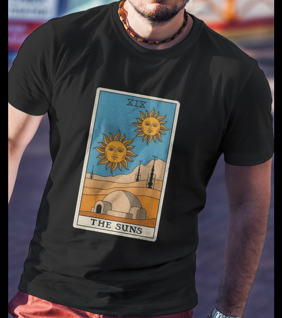 XIX The Suns Twin Suns Tarot Card Star Wars Tatooine Desert Dome T-Shirt