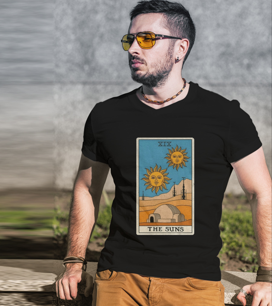 XIX The Suns Twin Suns Tarot Card Star Wars Tatooine Desert Dome T-Shirt