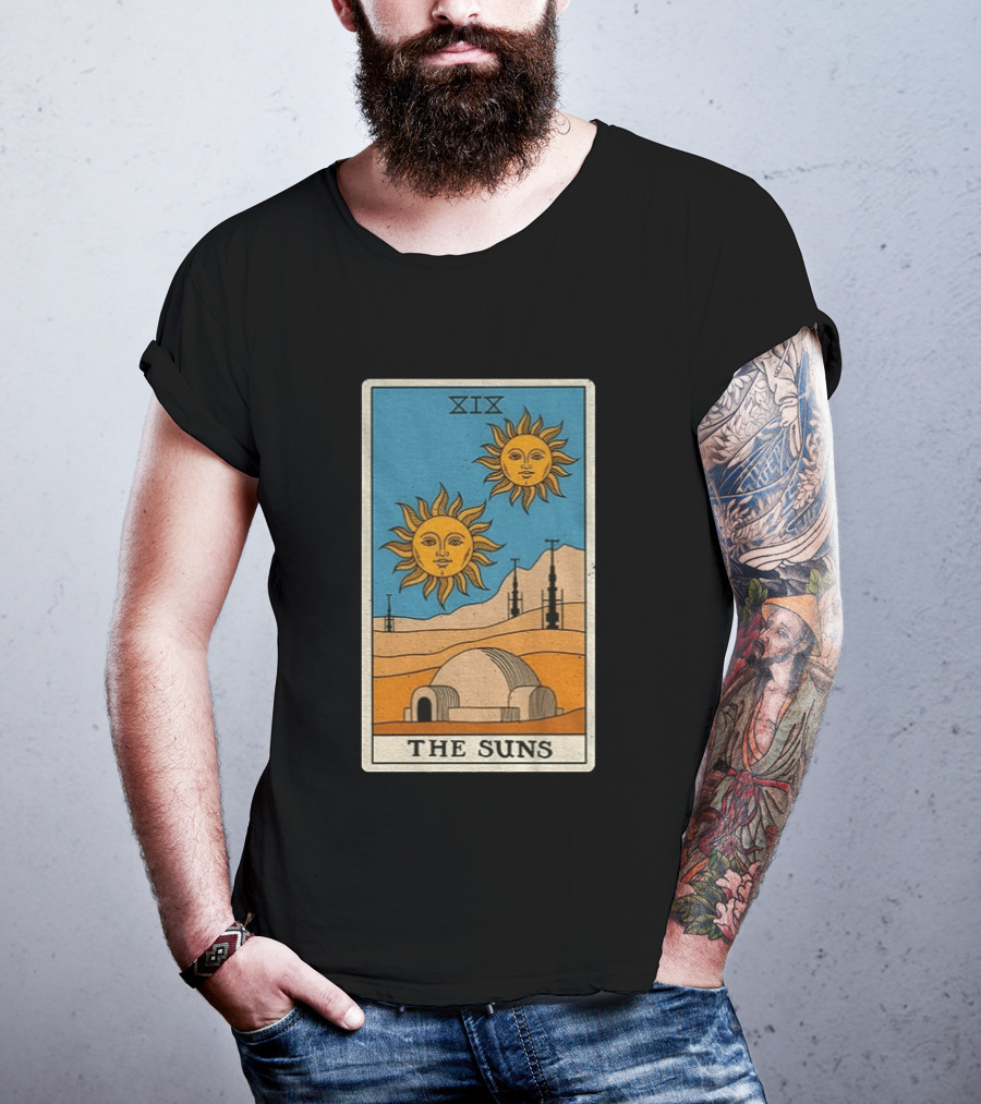 XIX The Suns Twin Suns Tarot Card Star Wars Tatooine Desert Dome T-Shirt