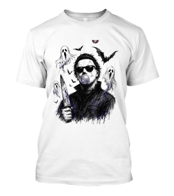 Michael Myers Bubble Gum Slasher Spooky Season Movie Ghosts And Bats T-Shirt