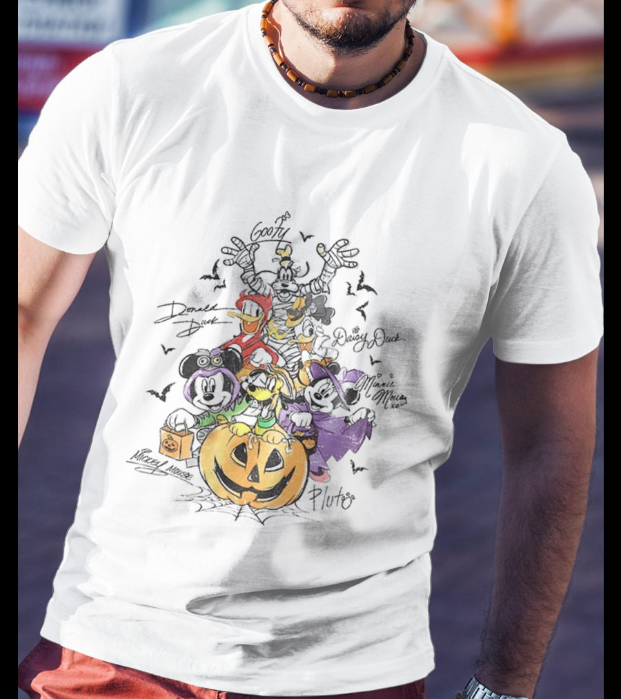 Mickey Minnie Donald Goofy Pluto Daisy Halloween Pumpkin Costume Bash T-Shirt