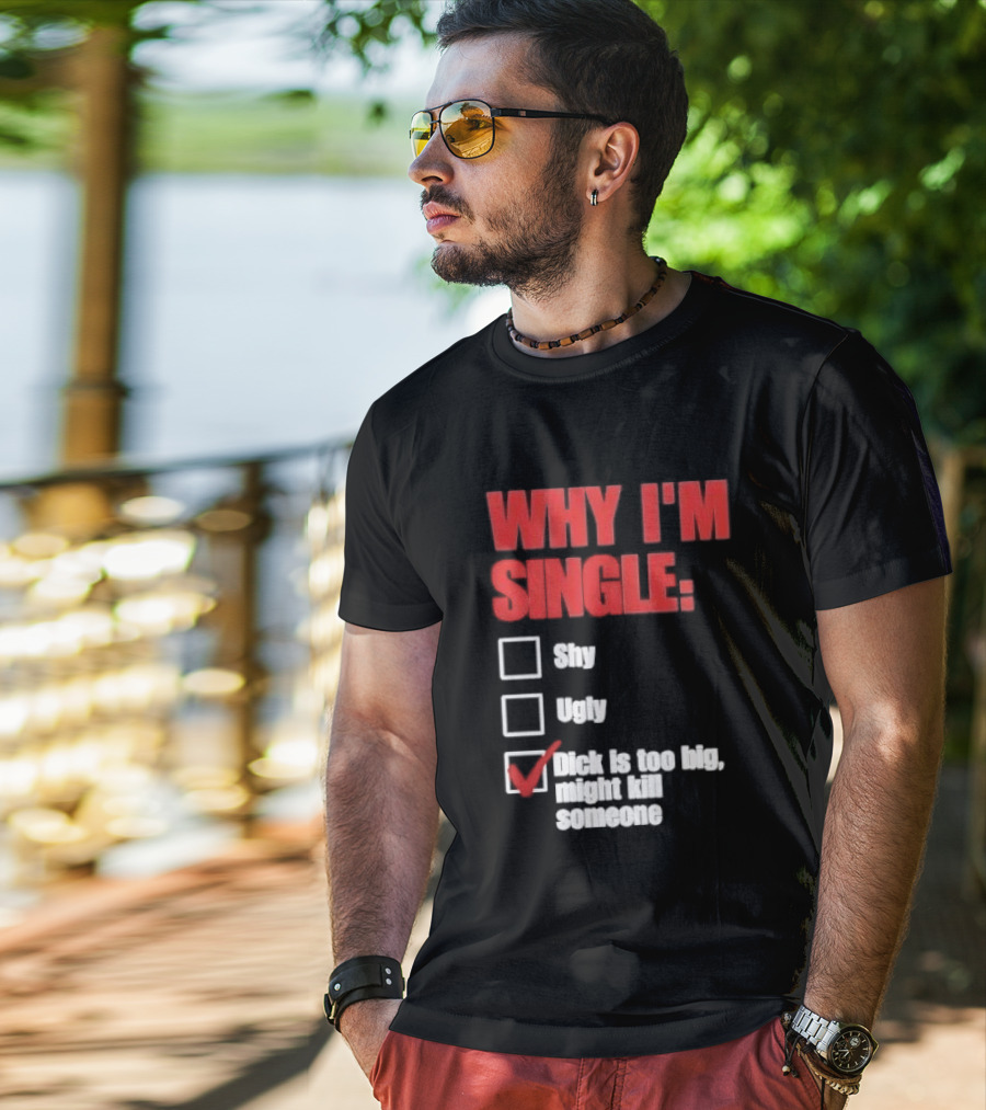 Why I'm Single Checklist Shy Ugly Dick Is Too Big Might Kill Someone Red Check Mark T-Shirt