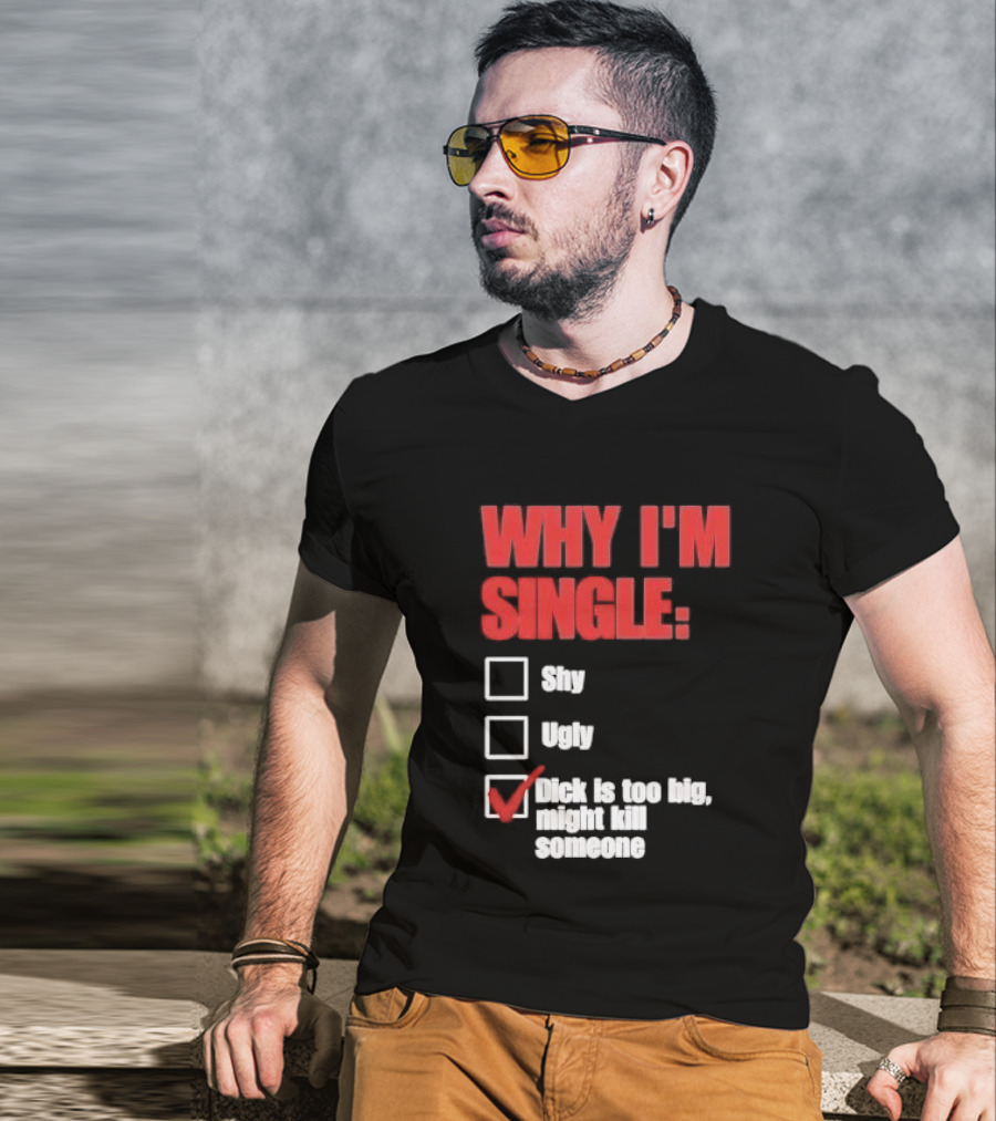 Why I'm Single Checklist Shy Ugly Dick Is Too Big Might Kill Someone Red Check Mark T-Shirt