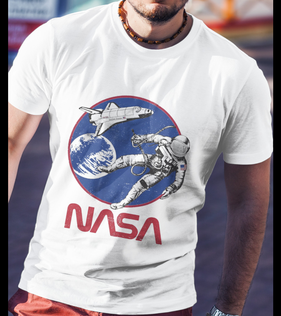 NASA Space Shuttle And Astronaut Earth Scene T-Shirt