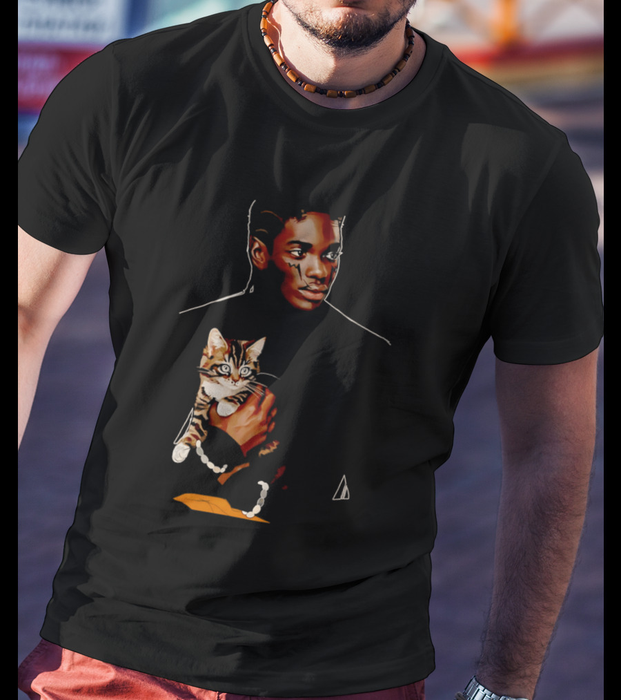 Young Man Holding A Tabby Cat Painting T-Shirt