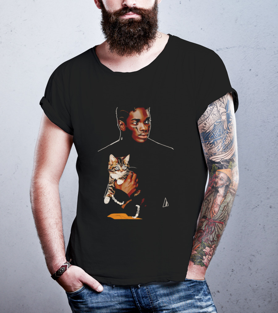 Young Man Holding A Tabby Cat Painting T-Shirt