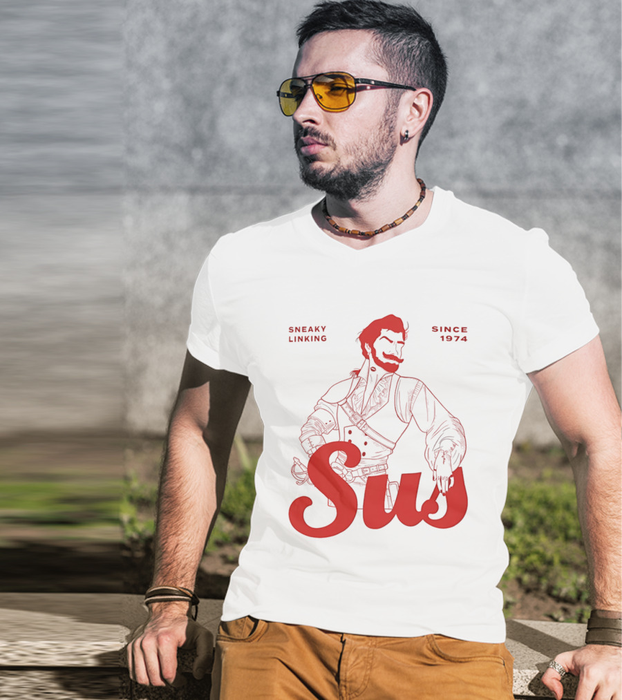 Sneaky Linking Since 1974 Sus Man Red Western T-Shirt