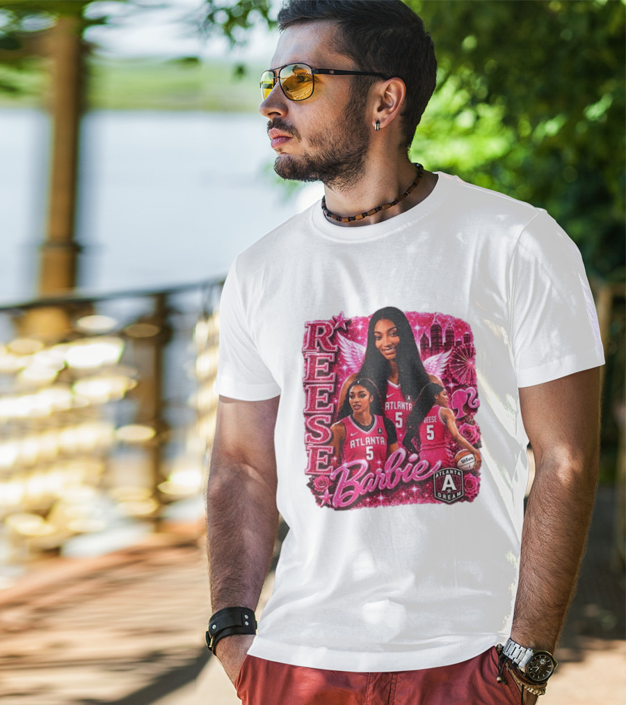 Angel Reese Atlanta Dream Barbie Pink Basketball Collage WNBA T-Shirt
