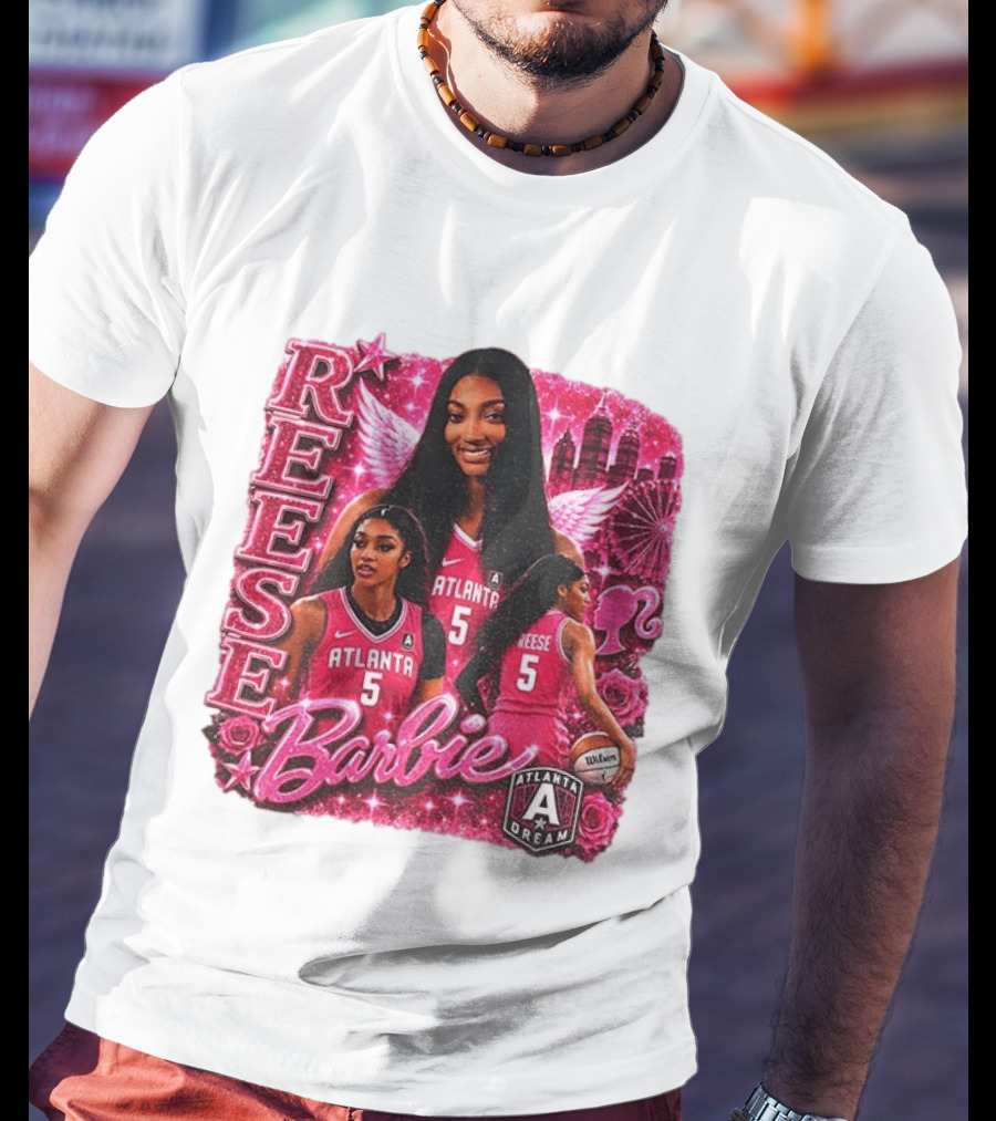 Angel Reese Atlanta Dream Barbie Pink Basketball Collage WNBA T-Shirt
