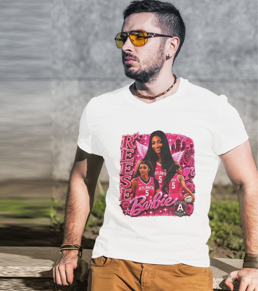 Angel Reese Atlanta Dream Barbie Pink Basketball Collage WNBA T-Shirt