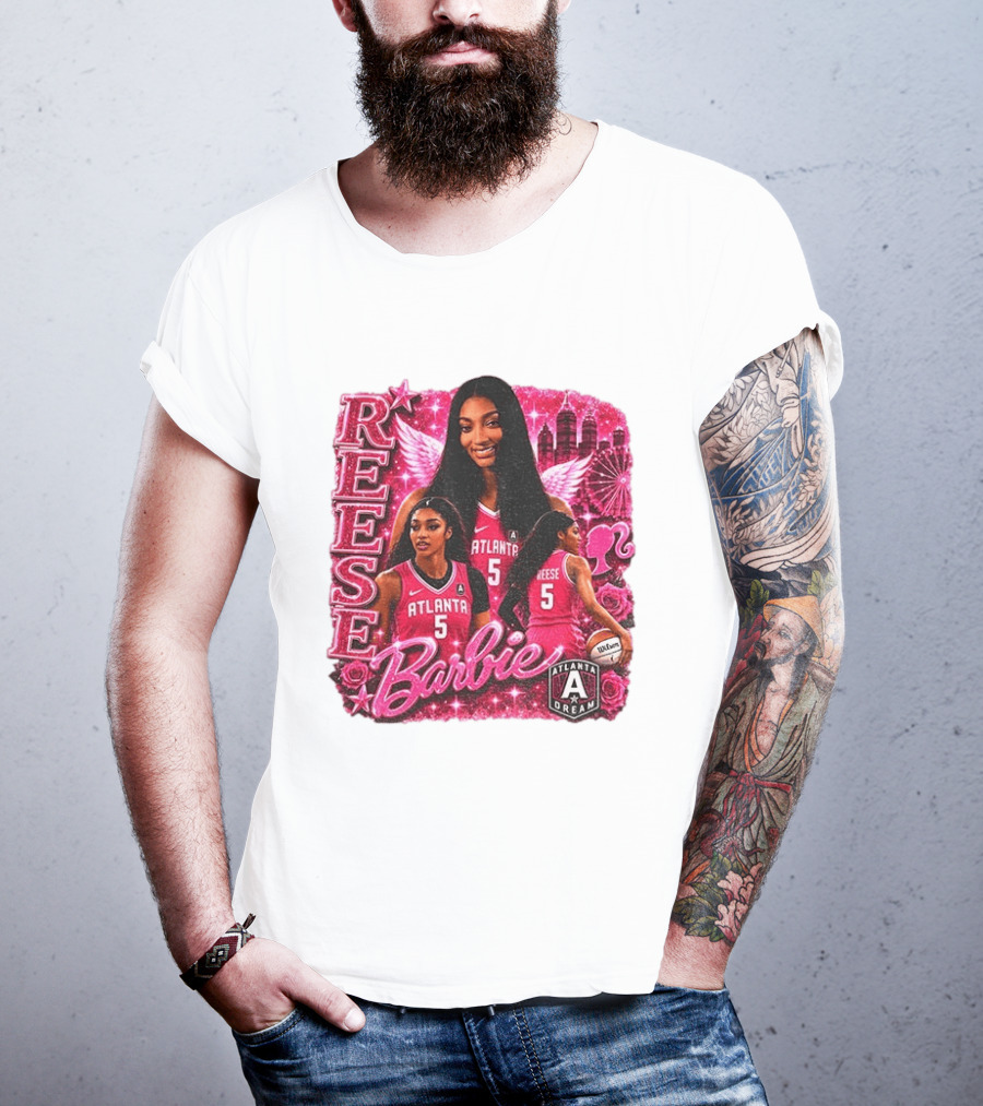 Angel Reese Atlanta Dream Barbie Pink Basketball Collage WNBA T-Shirt