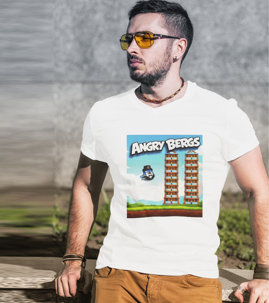 Angry Bergs Funny Parody Building Smash блоки Stack Game T-Shirt