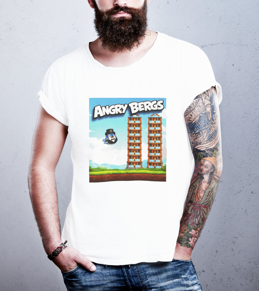 Angry Bergs Funny Parody Building Smash блоки Stack Game T-Shirt