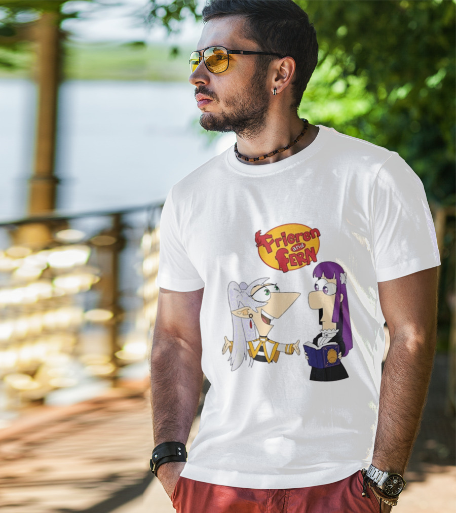 Frieren And Fern Animated Characters With Book And Unique Cartoon T-Shirt