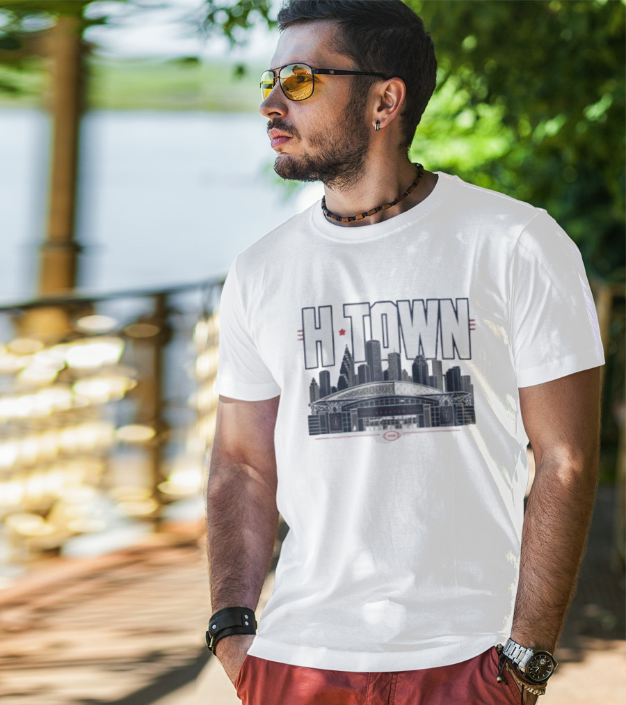 H Town Houston Texas Skyline Football Stadium T-Shirt
