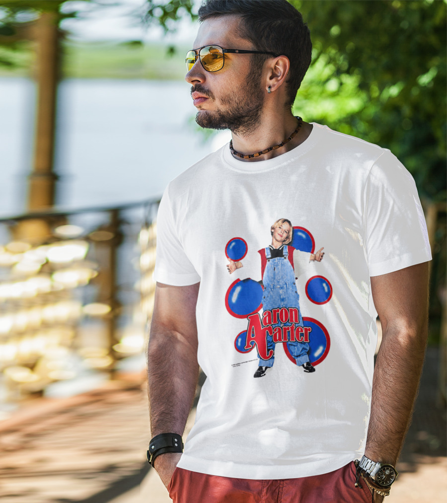 Aaron Carter Overalls Blue Red Circles Fashion T-Shirt