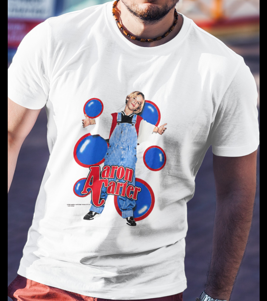 Aaron Carter Overalls Blue Red Circles Fashion T-Shirt