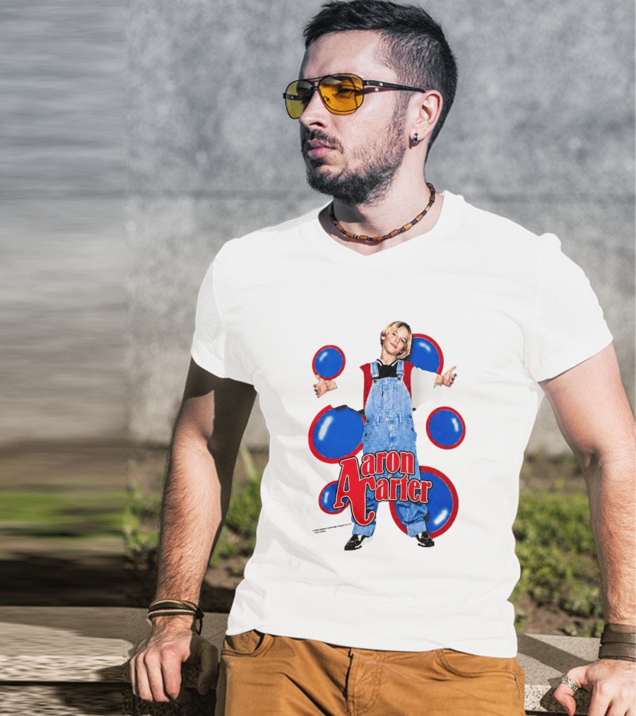 Aaron Carter Overalls Blue Red Circles Fashion T-Shirt