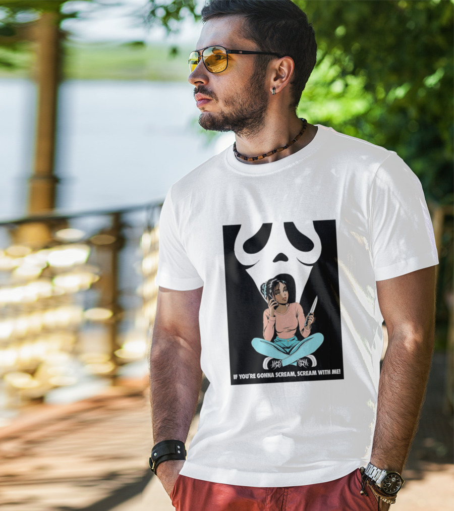 If You're Gonna Scream Scream With Me Ghostface Mask And Woman T-Shirt