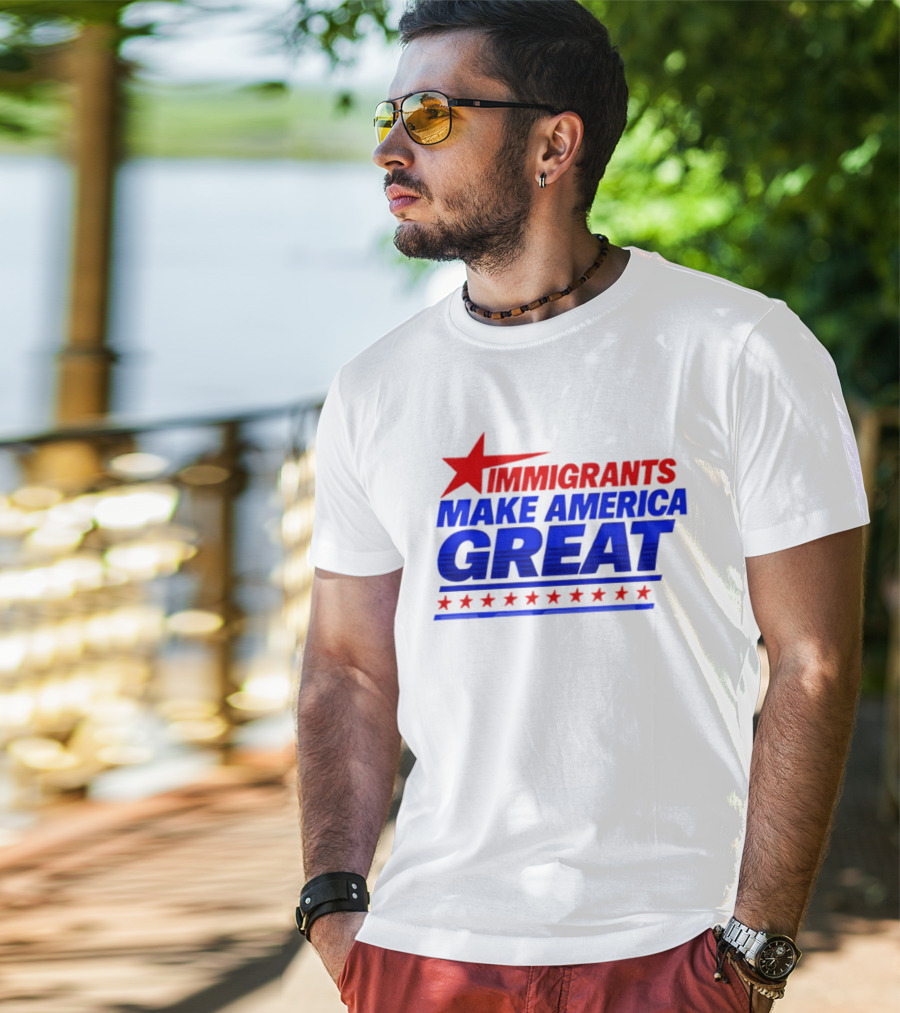 Immigrants Make America Great Red Star Political Message 2026 T-Shirt