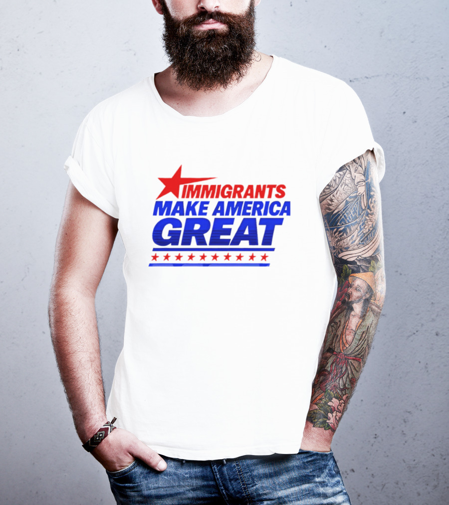 Immigrants Make America Great Red Star Political Message 2026 T-Shirt