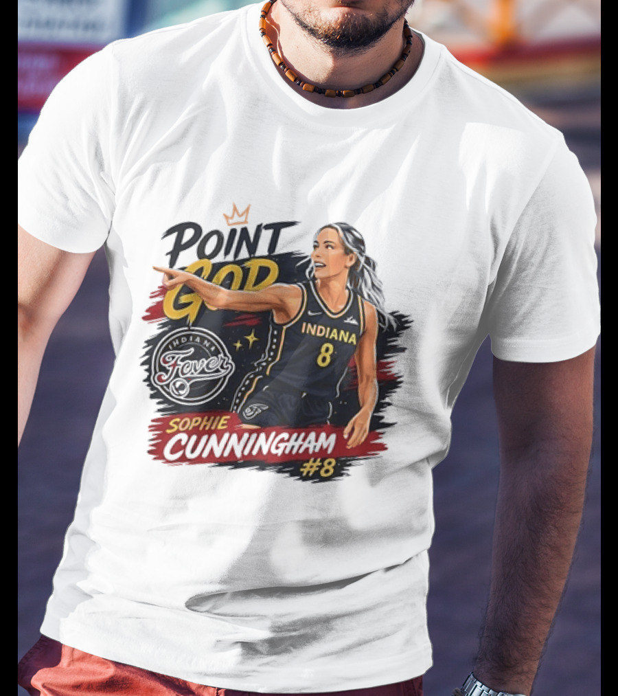 Indiana Fever WNBA Sophie Cunningham Point God #8 Basketball Player Painting T-Shirt