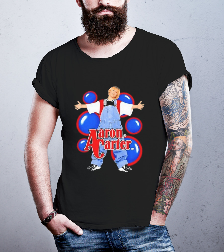 Aaron Carter Denim Overalls Bubbles Photo Bootleg T-Shirt