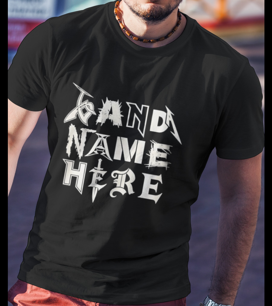 Heavy Metal Rock Music Font Band Name Here T-Shirt