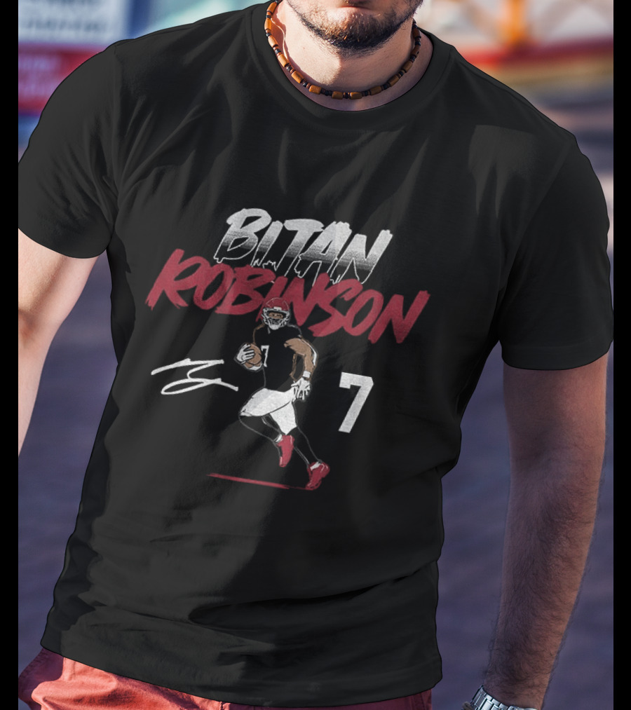 Bijan Robinson Atlanta Football Number 7 Signature T-Shirt