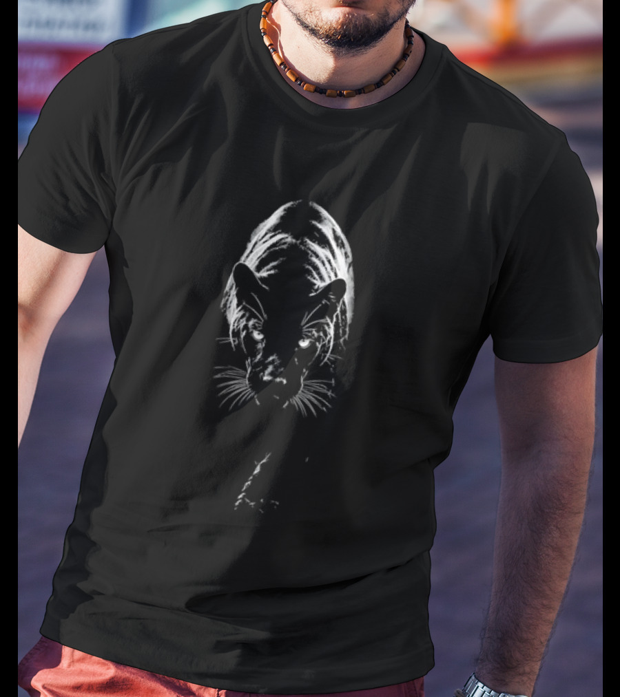 Black Panther Stalking Shadowy Darkness Glowing Eyes T-Shirt