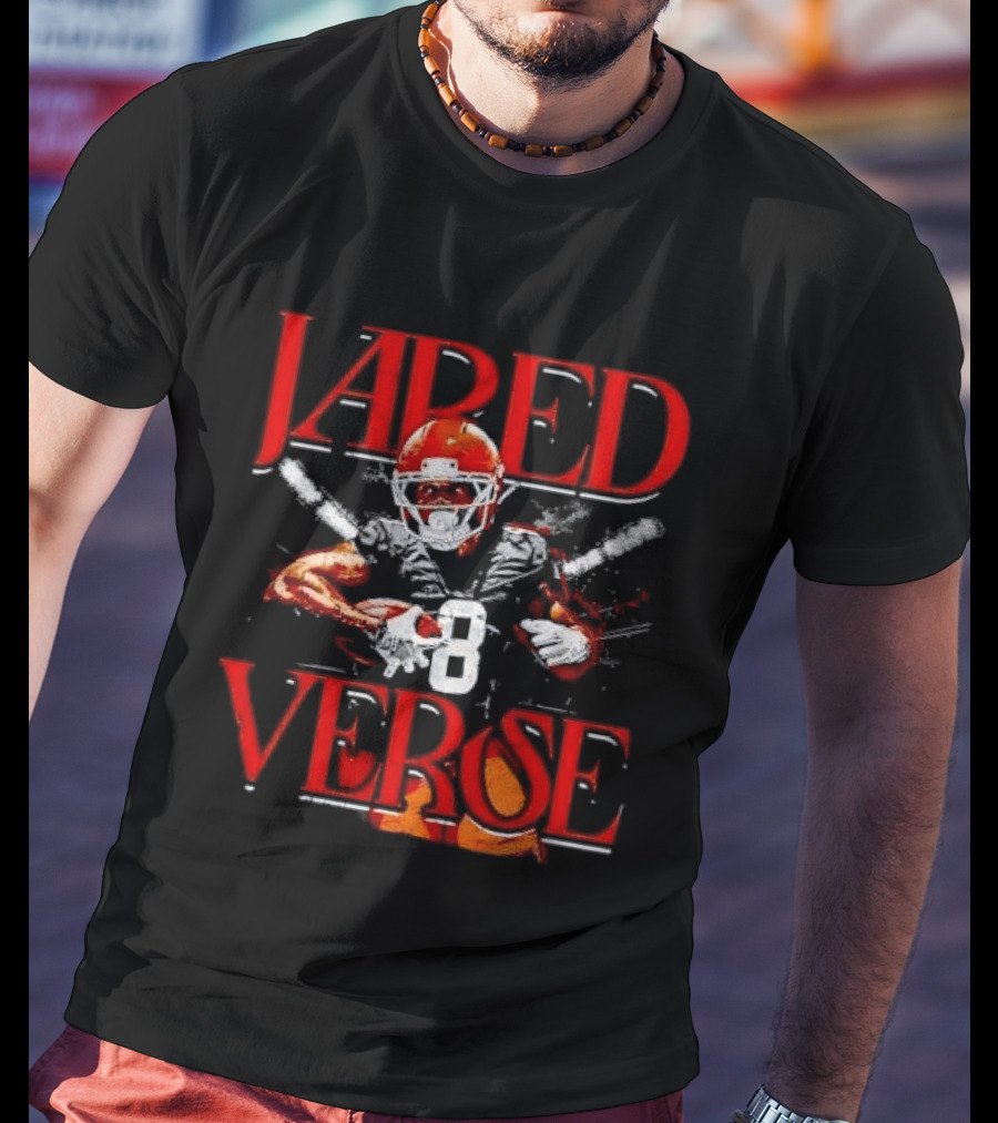 Jared Verse Number 8 Football Player Carrying Ball Distressed Bootleg T-Shirt