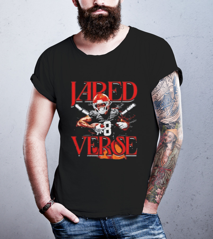 Jared Verse Number 8 Football Player Carrying Ball Distressed Bootleg T-Shirt