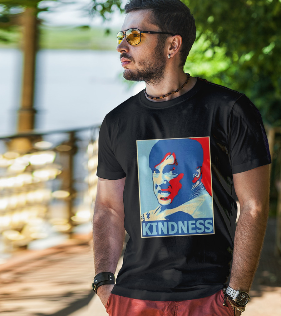 Kindness Mustachioed Man Halftone T-Shirt