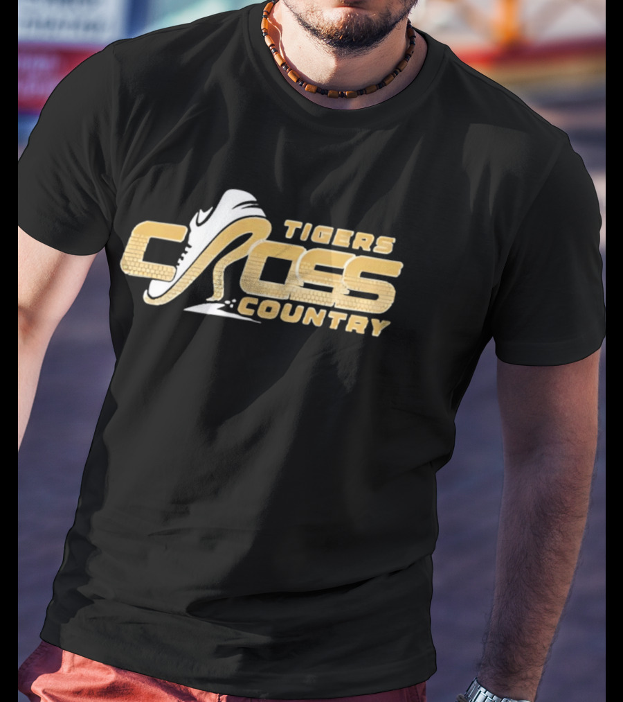 Tigers Cross Country Running Shoe Gold Brick Texture T-Shirt