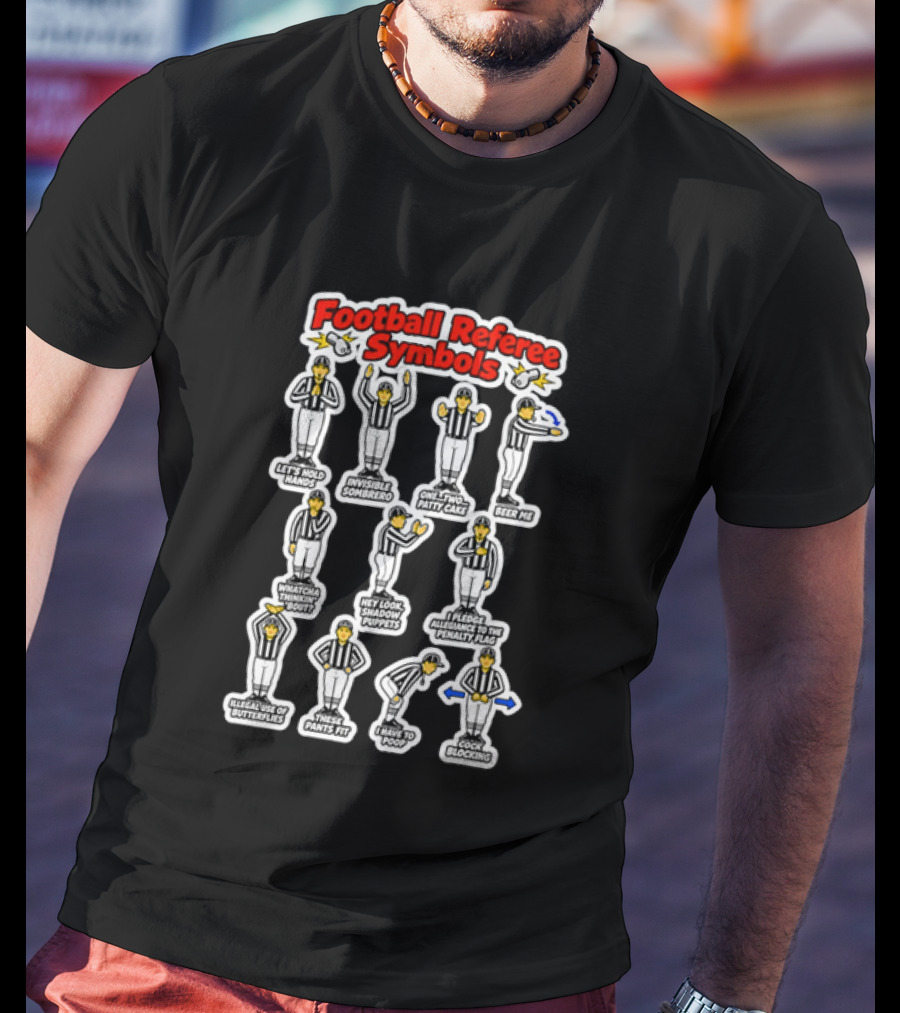Football Referee Symbols Cartoon Referees Making Hand Signals T-Shirt