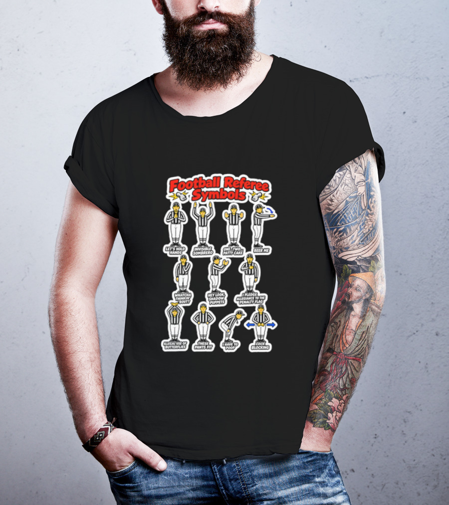 Football Referee Symbols Cartoon Referees Making Hand Signals T-Shirt