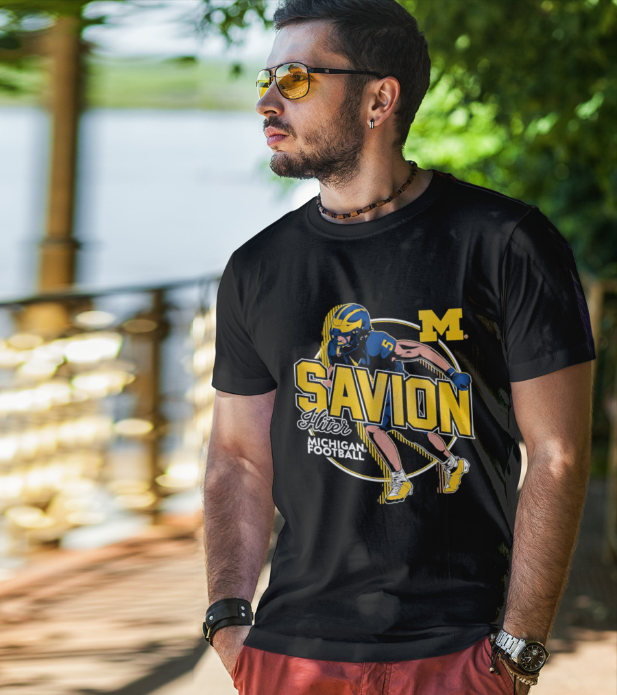 Michigan Wolverines Savion Hiter Number 5 Player Football M T-Shirt