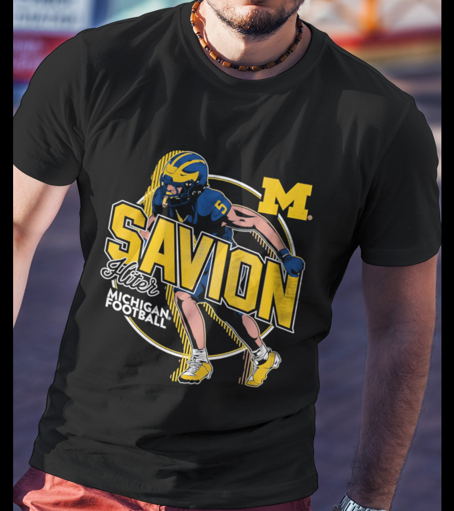 Michigan Wolverines Savion Hiter Number 5 Player Football M T-Shirt
