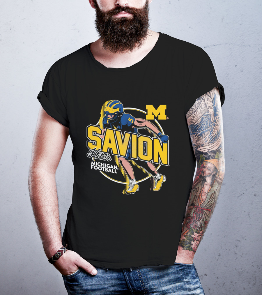 Michigan Wolverines Savion Hiter Number 5 Player Football M T-Shirt