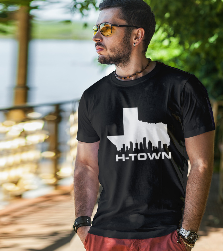 H Town Texas Map Houston Skyline T-Shirt