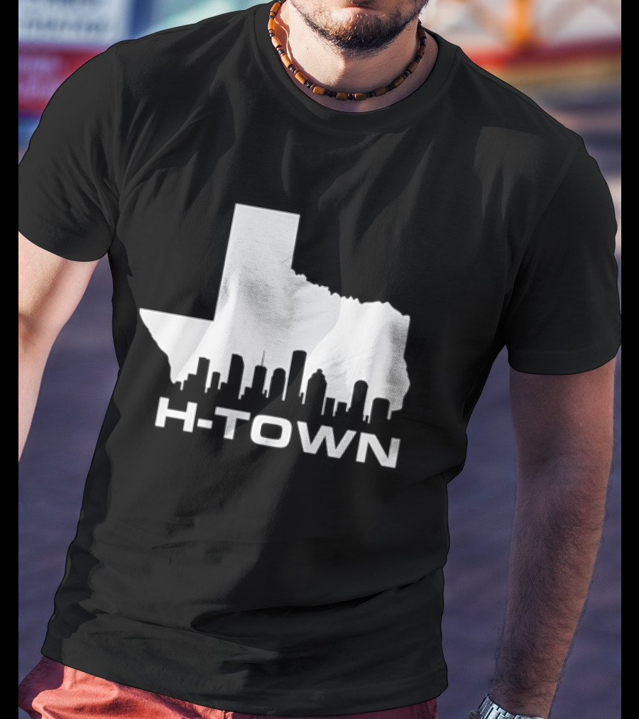 H Town Texas Map Houston Skyline T-Shirt