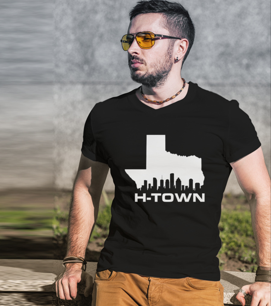 H Town Texas Map Houston Skyline T-Shirt