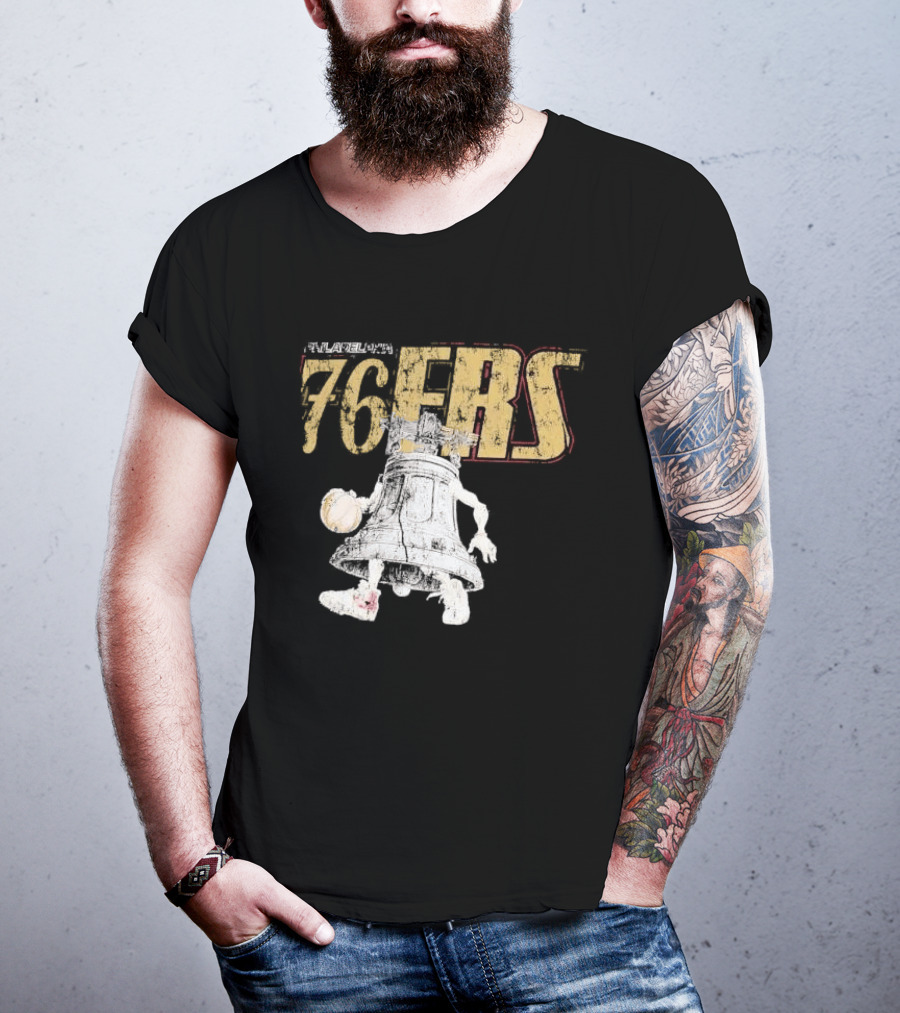 Philadelphia 76ers Distressed Liberty Bell Dribbling Basketball T-Shirt