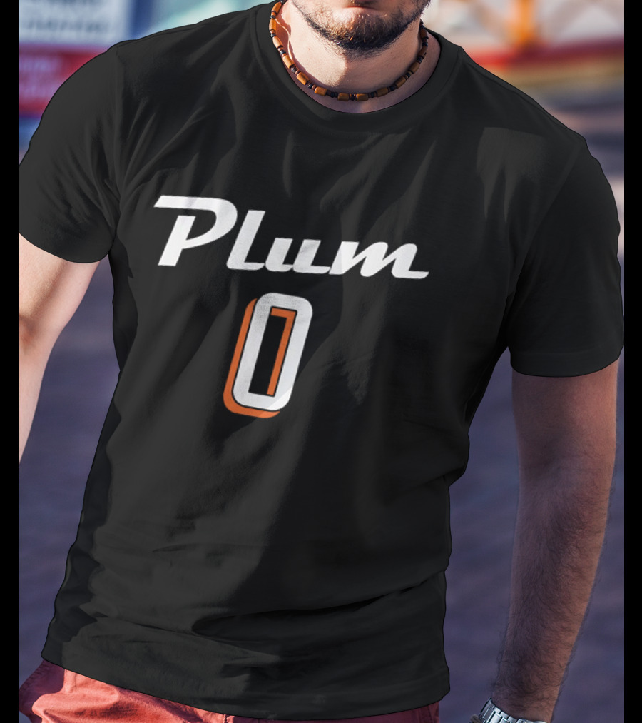 Plum 0 Jersey White Script Rust Shadow Player Name T-Shirt