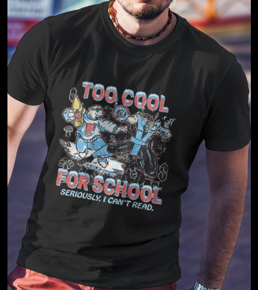 Too Cool For School Polar Bear Seriously I Can't Read T-Shirt