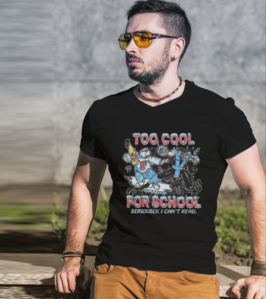 Too Cool For School Polar Bear Seriously I Can't Read T-Shirt