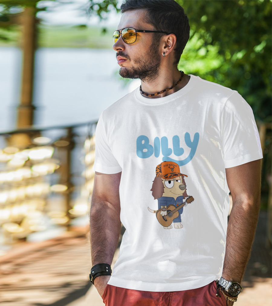 Billy Roy Electric Boomer Character With Guitar And Hat T-Shirt